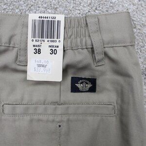Dockers Chino Pants NWT Mens 38x30 Beige Pleated Stretch Waistband Straight Leg‎